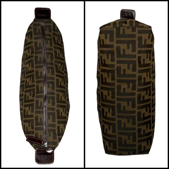 Fendi FF Zucca Print Cosmetic Pouch Clutch Bag Leather Accents - Picture 4 of 16